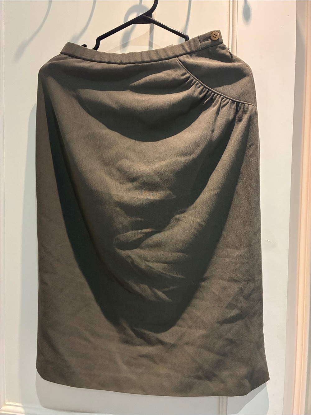 Vintage Giorgio Armani Black Label Pure Wool Pencil Skirt Olive Grey 46 IT 👝